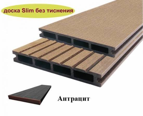 Террасная доска Вечное дерево, SLIM без тиснения антрацит 140*18*3000 мм